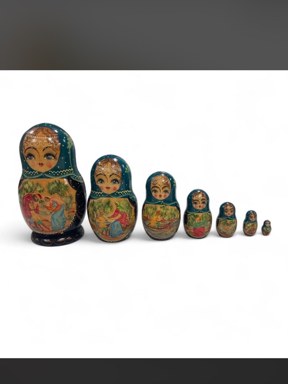 Antique hand made and signed Russian Nesting Dolls Matryoshka